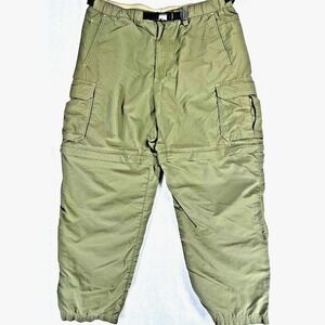 REI Pants Mens 35X28 Army Green Convertible Shorts UPF 50 Belted Performance